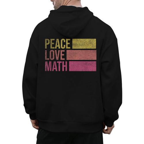 Cute Math Teacher Peace Love Math Men's Hoodie Back Print - teacherstshirts.com DE