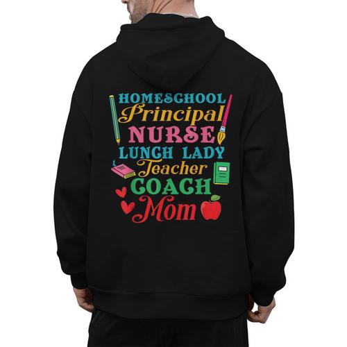 Cute Principal Nurse Lunch Lady Teacher Coach Homeschool Mom Men's Hoodie Back Print - teacherstshirts.com AU