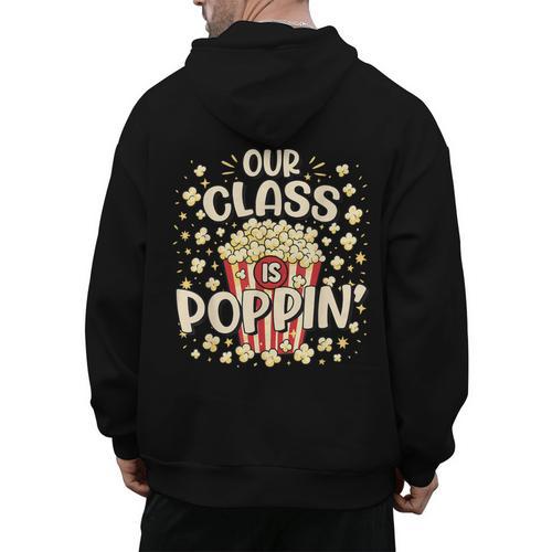 Cute Teacher Popcorn Day Men's Hoodie Back Print - teacherstshirts.com UK