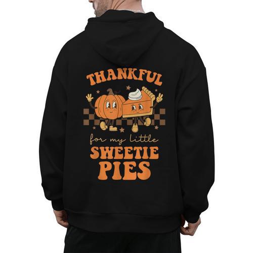 Cute Thanksgiving Teacher Thankful For My Sweetie Pies Mom Men's Hoodie Back Print - teacherstshirts.com CA