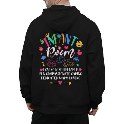 Daycare Provider Loving Kind Reliable Infant Room Teacher Men's Hoodie Back Print - teacherstshirts.com CA
