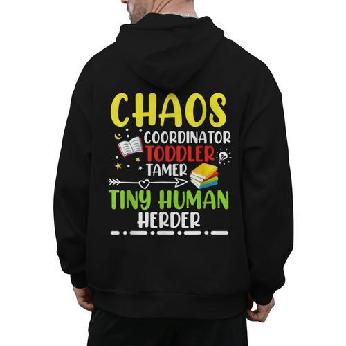 Daycare Teacher School Chaos Coordinator Toddler Tamer For Men Women Kids Men's Hoodie Back Print - teacherstshirts.com CA