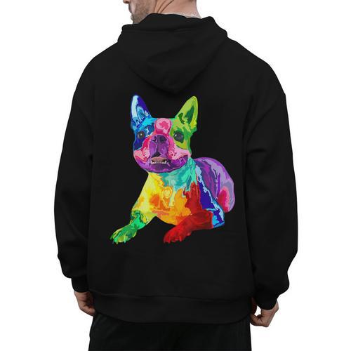 Dog Lover Boston Terrier Dog Colorful Boston Terrier Men Women Kids Men's Hoodie Back Print - Bostonterriersmerch.com