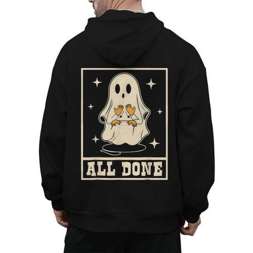 All Done Sign Language Ghost Speech Pathology Teacher Men's Hoodie Back Print - teacherstshirts.com