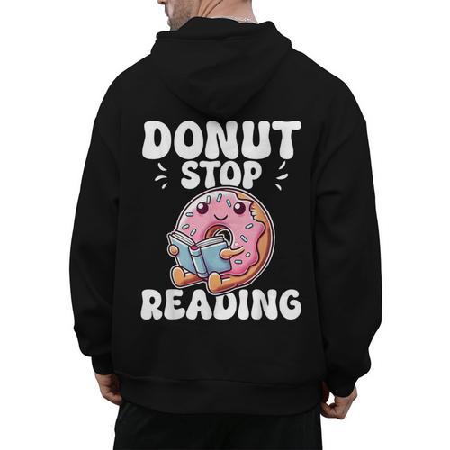 Donut Stop Reading Kawaii Teacher Preschool Kindergarten Men's Hoodie Back Print - teacherstshirts.com