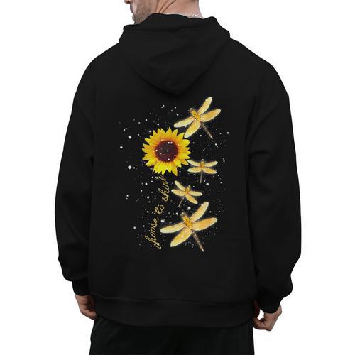Dragonfly Sunflower Teacher Growth Mindset Choose To Shine Men's Hoodie Back Print - teacherstshirts.com UK