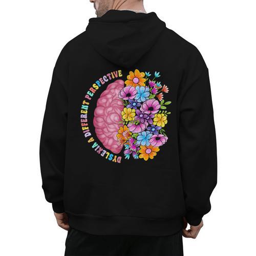 Dyslexia Different Perspective Reading Brain Floral Teacher Men's Hoodie Back Print - teacherstshirts.com