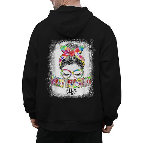 Early Head Start Life Messy Bun Back To School Teacher Women Men's Hoodie Back Print - teacherstshirts.com AU