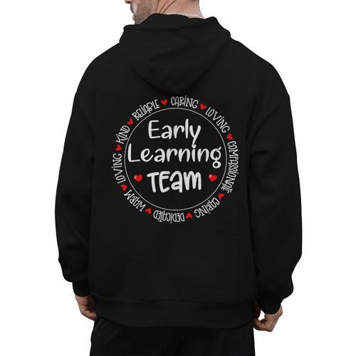 Early Learning TEAM Preschool Teacher Early Learners Crew Men's Hoodie Back Print - teacherstshirts.com AU