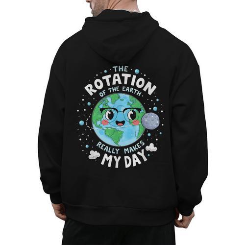 Earth Day Rotation Of The Earth Makes My Day Science Teacher Men's Hoodie Back Print - teacherstshirts.com UK