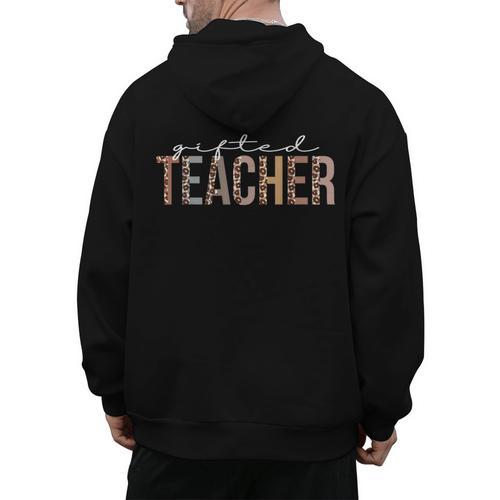 Ed Teacher Leopard Appreciation For Women For Work Men's Hoodie Back Print - teacherstshirts.com AU