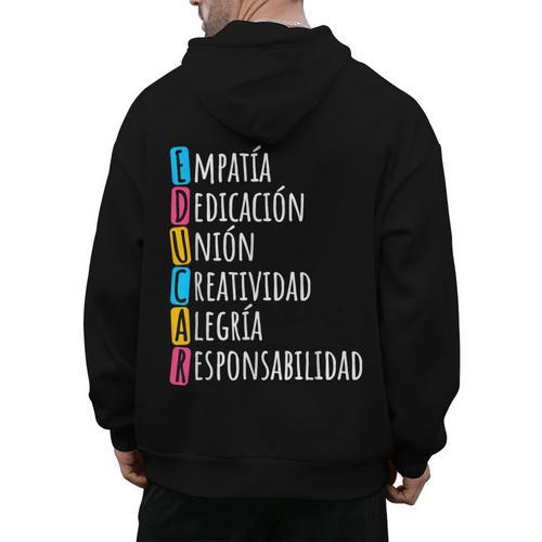 Educar Bilingual Spanish Teacher Men's Hoodie Back Print - teacherstshirts.com