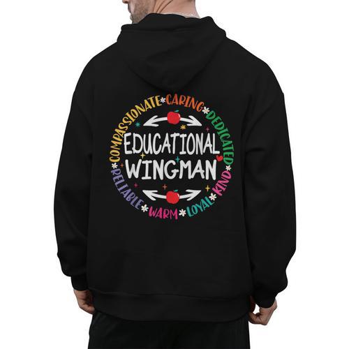 Educational Wingman Assistant Teaching a School Teacher Aide Men's Hoodie Back Print - teacherstshirts.com CA