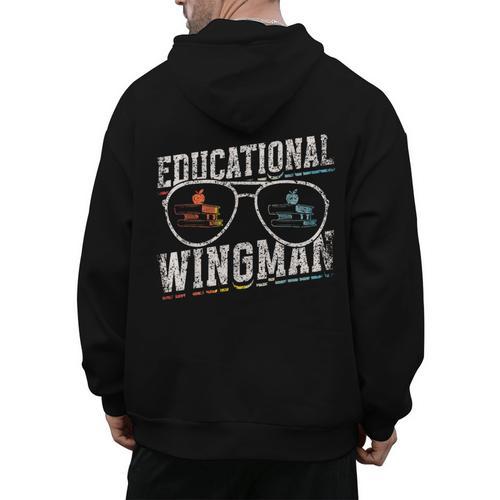 Educational Wingman Assisting Teacher Teaching Assistant Men's Hoodie Back Print - teacherstshirts.com AU