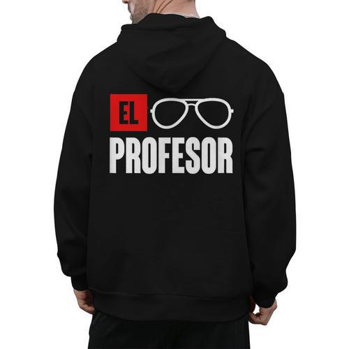 El Professor Money Costume Profesor Glasses Men Teacher Gift Men's Hoodie Back Print - teacherstshirts.com AU