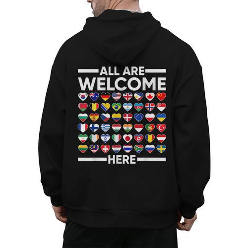 ESL Teacher All Are Welcome Here For Worlds Virtual Teachers Men's Hoodie Back Print - teacherstshirts.com AU
