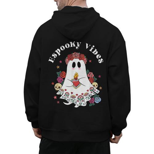 Espooky Vibes Maestra Halloween Spanish Mexican Teacher Men's Hoodie Back Print - teacherstshirts.com AU
