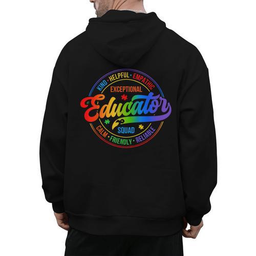 Exceptional Educator Squad Special Education Teacher Autism Men's Hoodie Back Print - teacherstshirts.com CA