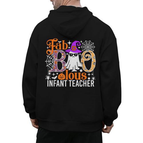 Fab Boo Lous Infant Teacher Halloween Costume Men's Hoodie Back Print - teacherstshirts.com AU