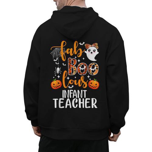 Faboolous INFANT Teacher Halloween Men's Hoodie Back Print - teacherstshirts.com