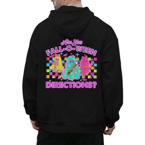 Are You Fall-O-Ween Directions Teacher Ghost Halloween Men's Hoodie Back Print - teacherstshirts.com