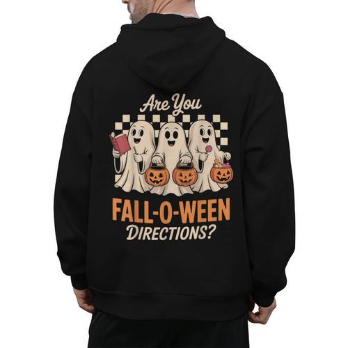 Are You Fall O Ween Directions Teacher Halloween Boo Ghost Men's Hoodie Back Print - teacherstshirts.com