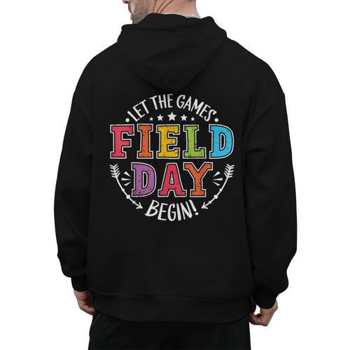 Field Day 2024 Let The Games Begin Teacher Kids Girls Boys Men's Hoodie Back Print - teacherstshirts.com AU