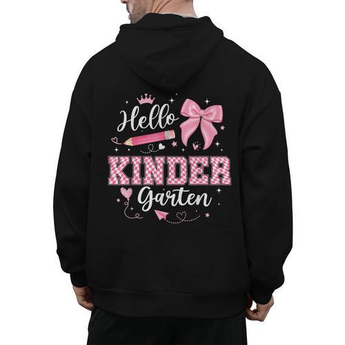 First Day Of School Teacher Girl Coquette Hello Kindergarten Men's Hoodie Back Print - teacherstshirts.com DE