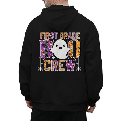 First Grade Boo Crew Teacher Student Halloween Costume Men's Hoodie Back Print - teacherstshirts.com CA