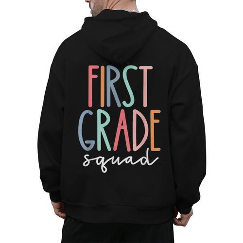First Grade Squad 1st Grade Teacher Crew Back To School Team Men's Hoodie Back Print - teacherstshirts.com