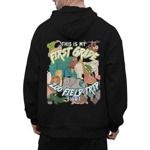 First Grade Zoo Field Trip Matching Student Teacher Class Men's Hoodie Back Print - teacherstshirts.com AU