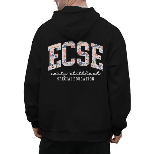 Floral ECSE Early Childhood Special Education SPED Teacher Men's Hoodie Back Print - teacherstshirts.com AU