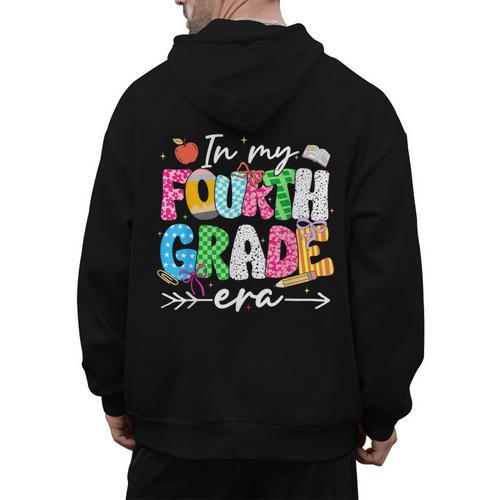 In My Fourth Grade Era 4th Grade Girl Teacher Back To School Men's Hoodie Back Print - teacherstshirts.com AU