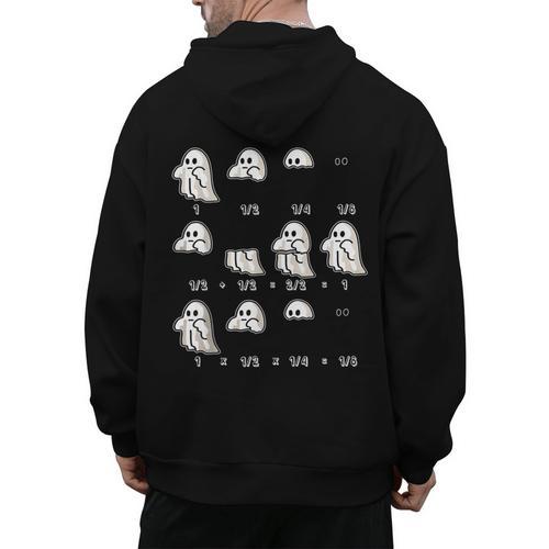 Fractions Math Teacher Ghost Math Halloween Humorous Men's Hoodie Back Print - teacherstshirts.com CA