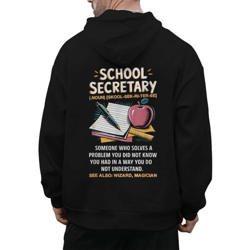 Front Office Teacher Admin Meaning School Secretary Men's Hoodie Back Print - teacherstshirts.com DE