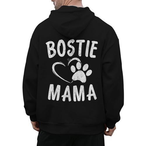 Fun Bostie Mama Dog Lover Apparel Boston Terrier Mom Men's Hoodie Back Print - Bostonterriersmerch.com