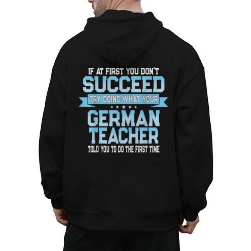 Fun German Teacher Appreciation Language Class Saying Men's Hoodie Back Print - teacherstshirts.com DE