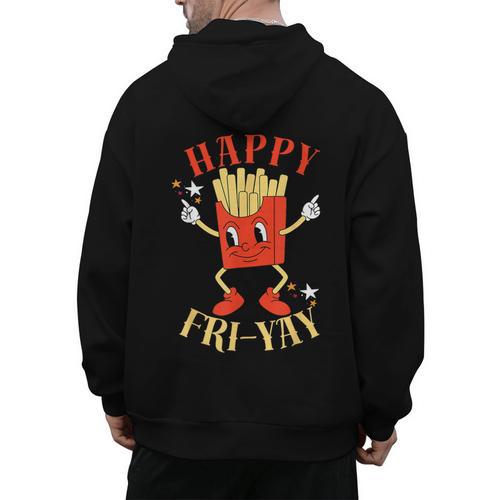 Fun Teacher Happy Fri Yay French Fries Friday Lovers Men's Hoodie Back Print - teacherstshirts.com AU