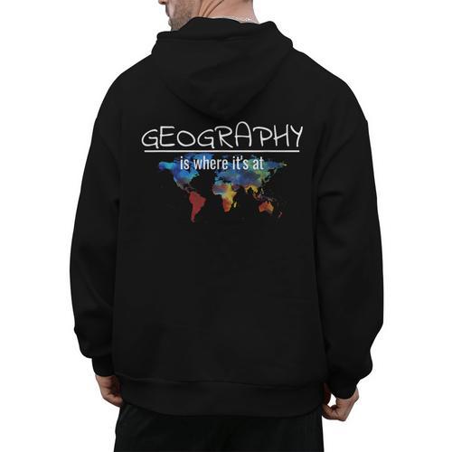 Geography Teacher Earth Day Is Where It's At For Men Women Kids Men's Hoodie Back Print - teacherstshirts.com