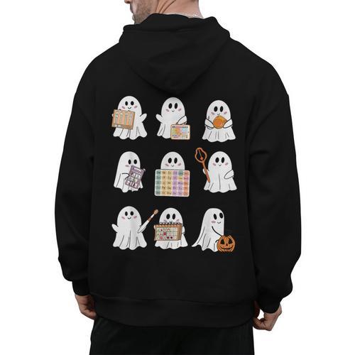 Ghost Speech Therapy Teacher Spooky Season Halloween Men's Hoodie Back Print - teacherstshirts.com AU