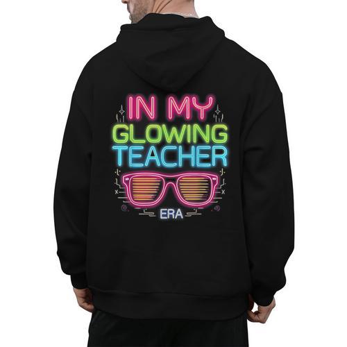 In My Glowing Teacher Era Groovy Colorful Bright Men's Hoodie Back Print - teacherstshirts.com UK