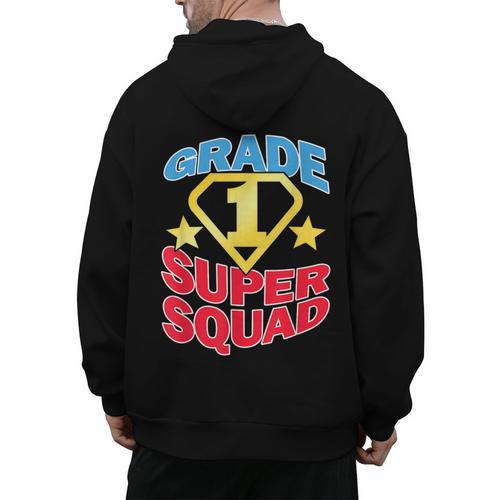 Grade 1 Super Squad Superhero Teacher Team Men's Hoodie Back Print - teacherstshirts.com CA