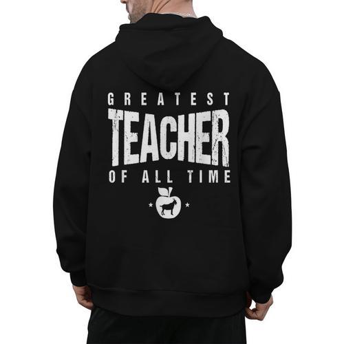 Greatest Teacher Of All Time Teachers Day 1 Teacher Goat Men's Hoodie Back Print - teacherstshirts.com UK