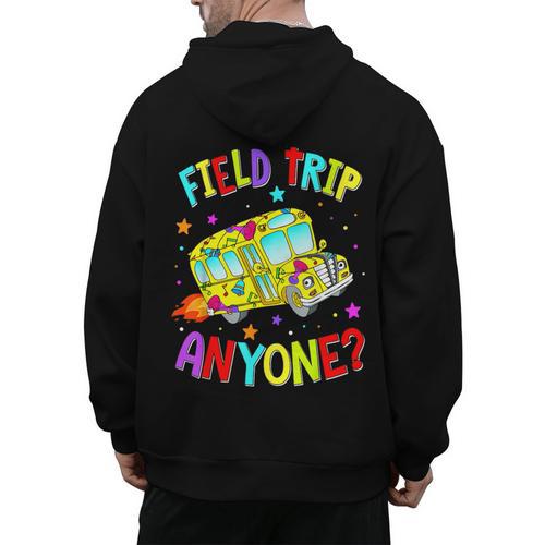 Groovy Field Trip Anyone Happy Field Day For Teachers Kids Men's Hoodie Back Print - teacherstshirts.com AU