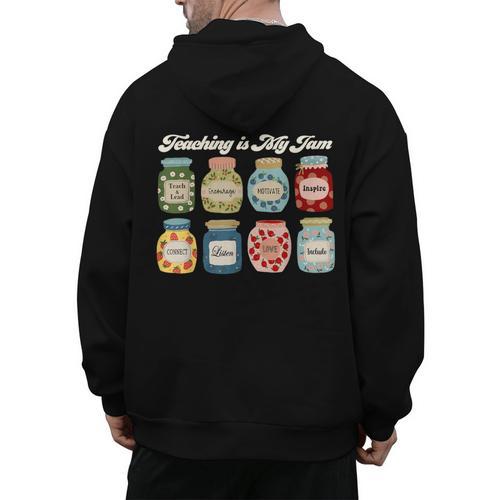 Groovy Teaching Is My Jam Teacher Appreciation Men's Hoodie Back Print - teacherstshirts.com AU