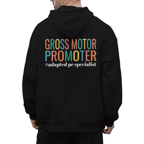 Gross Motor Promoter Adapted PE Specialist PE Teacher Art Men's Hoodie Back Print - teacherstshirts.com