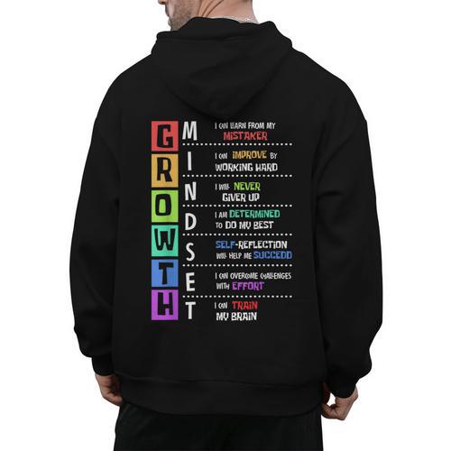 Growth Mindset Positive Motivational Classroom Teacher Learn Men's Hoodie Back Print - teacherstshirts.com AU