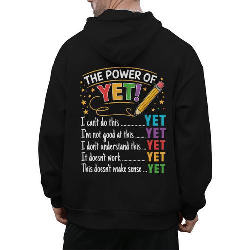 Growth Mindset Teacher Power Of Yet Inspirational Men's Hoodie Back Print - teacherstshirts.com CA