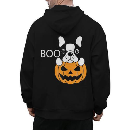 The Halloween Boston Terrier Men's Hoodie Back Print - Bostonterriersmerch.com