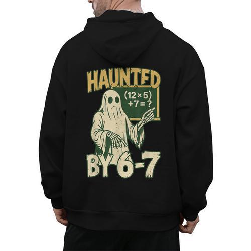 Halloween Costume Haunted By 67 Ghost Math Teacher Professor Men's Hoodie Back Print - teacherstshirts.com UK
